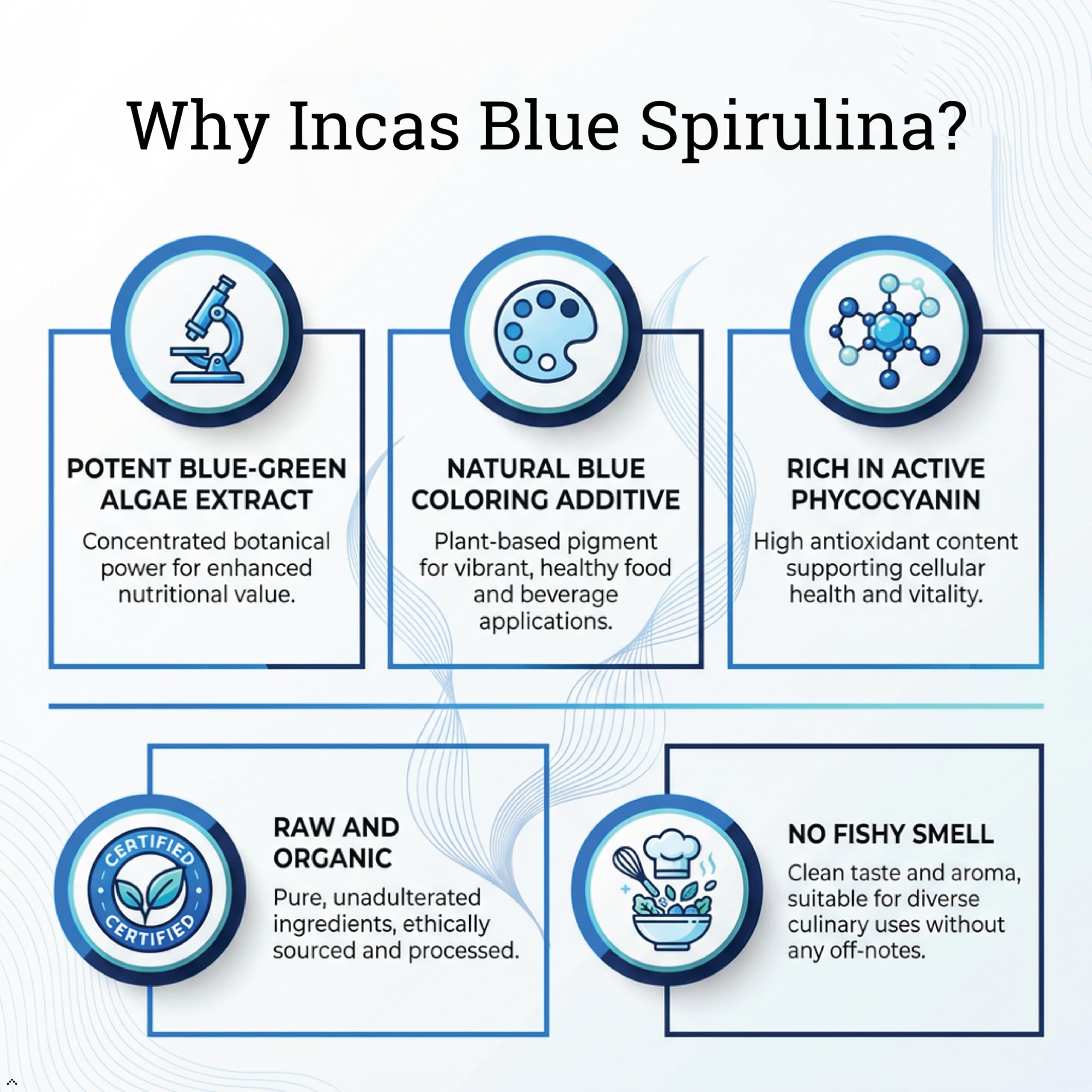 Incas Blue Spirulina smoothie bowl showcasing vibrant blue color