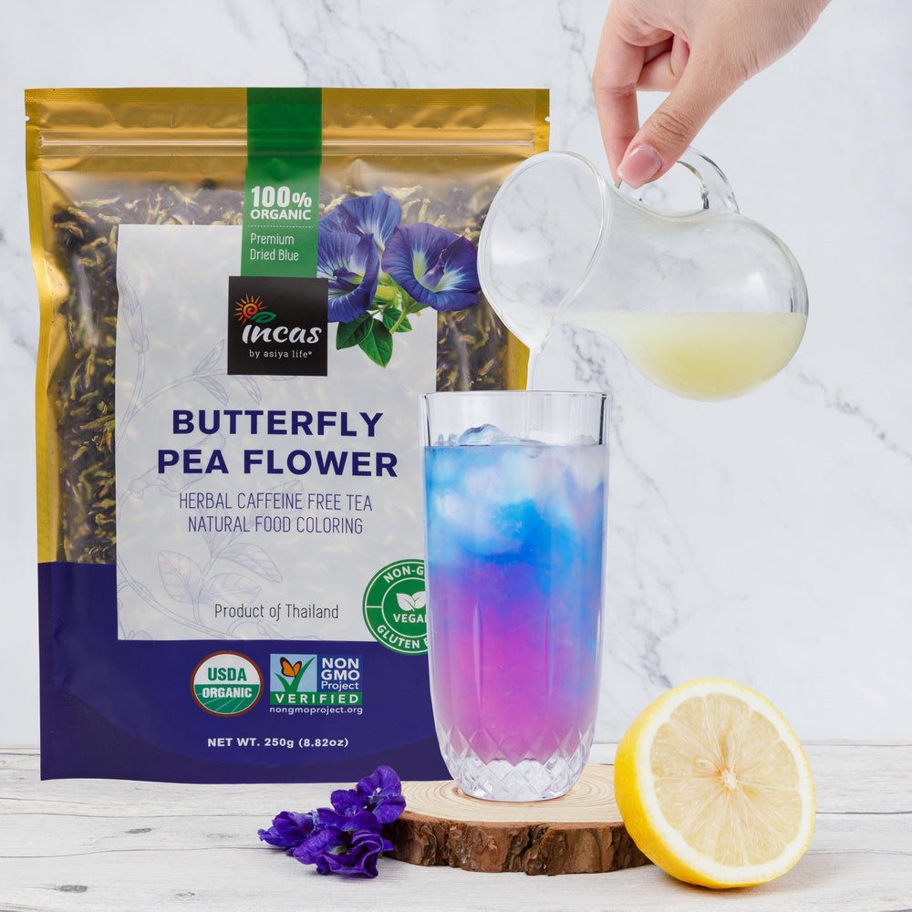Incas butterfly pea flower recipe ideas, colorful culinary uses