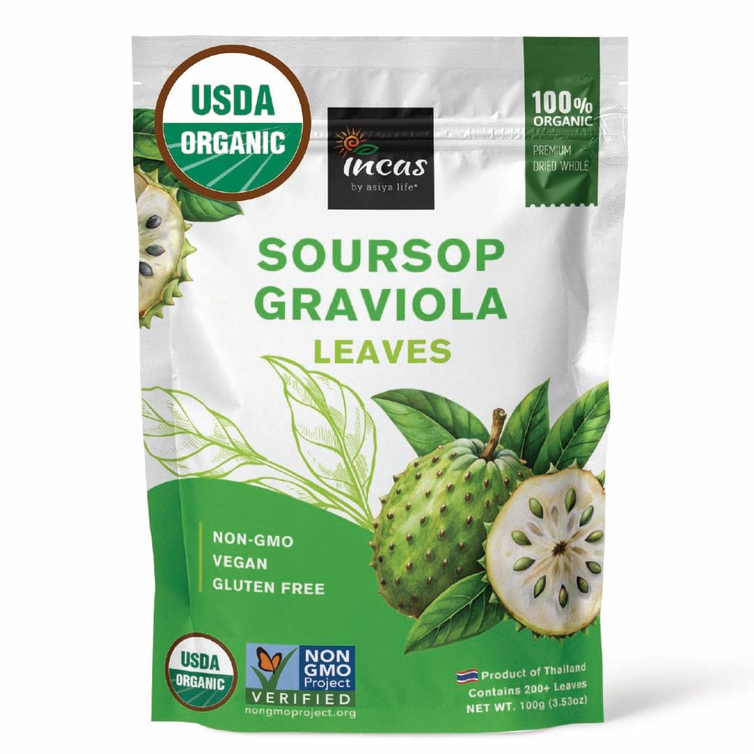 Incas by Asiya Life loose-leaf soursop leaves ready for a calming tea ritual