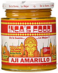 Inca's Food Aji Amarillo Paste jar on counter adds vibrant color to Peruvian-inspired dishes.