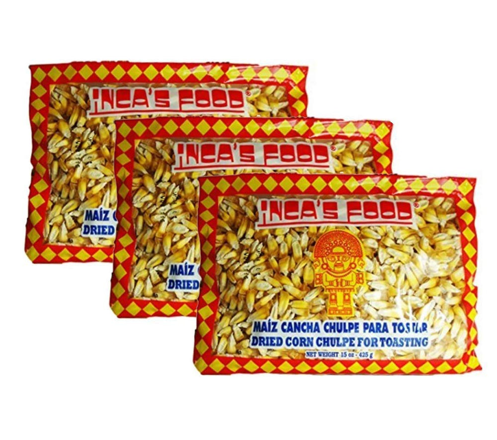 Inca's Food cancha chulpe corn for toasting; ideal for snacks and toppings.