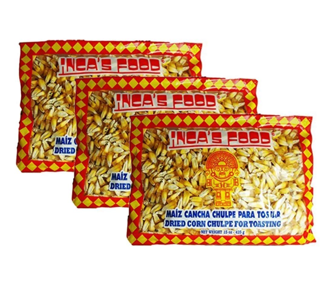 Inca's Food cancha chulpe corn for toasting; ideal for snacks and toppings.