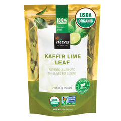 Incas Makrut Lime Leaves pack front showcases authentic Thai aroma for curries and soups