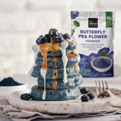Incas Organic Butterfly Pea Flower Powder packaging emphasizes sustainability and quality.