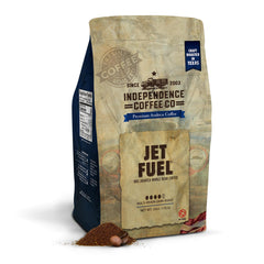 Independence Coffee Co. Jet Fuel dark roast beans deliver bold morning flavor.