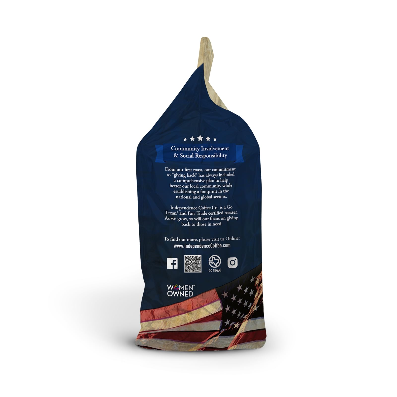 Independence Coffee Co. Jet Fuel herbal notes add depth to dark roast enjoyment.