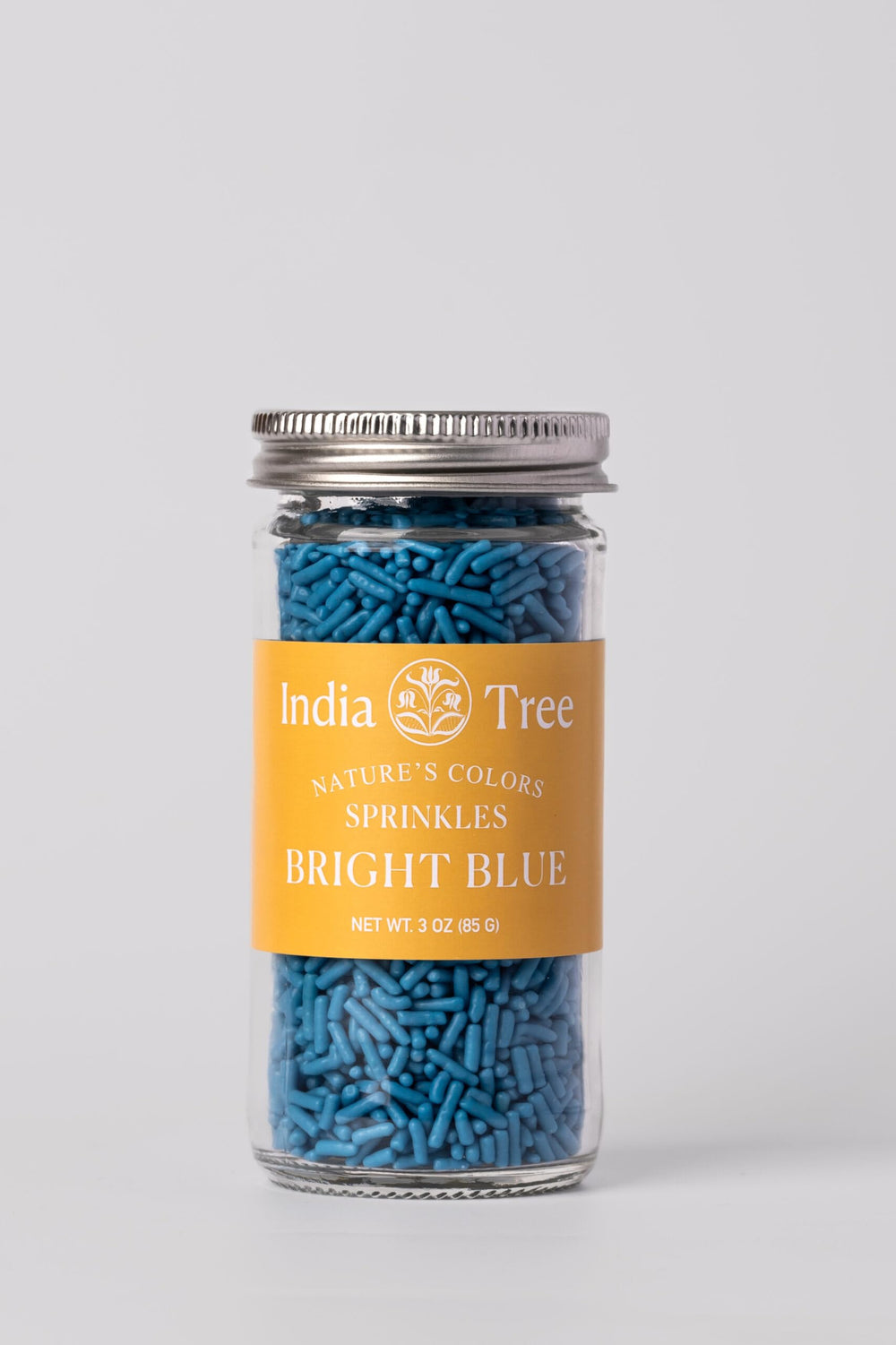 India Tree Bright Blue Sprinkles on cupcakes provide bold, lasting color.