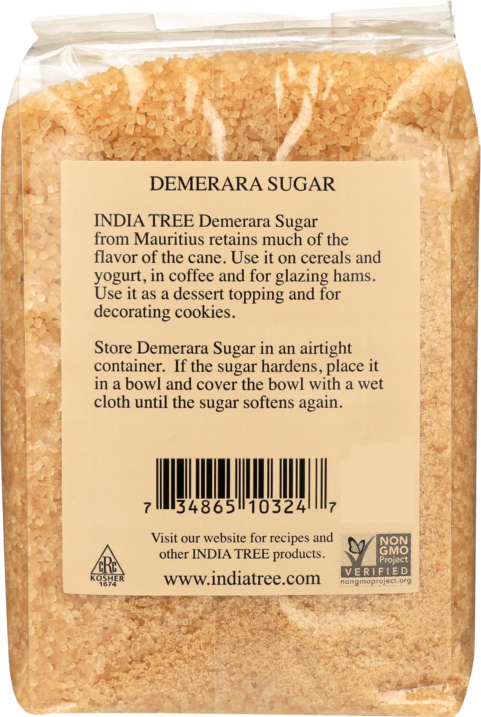 Close-up of large-grain texture from India Tree Demerara Sugar.