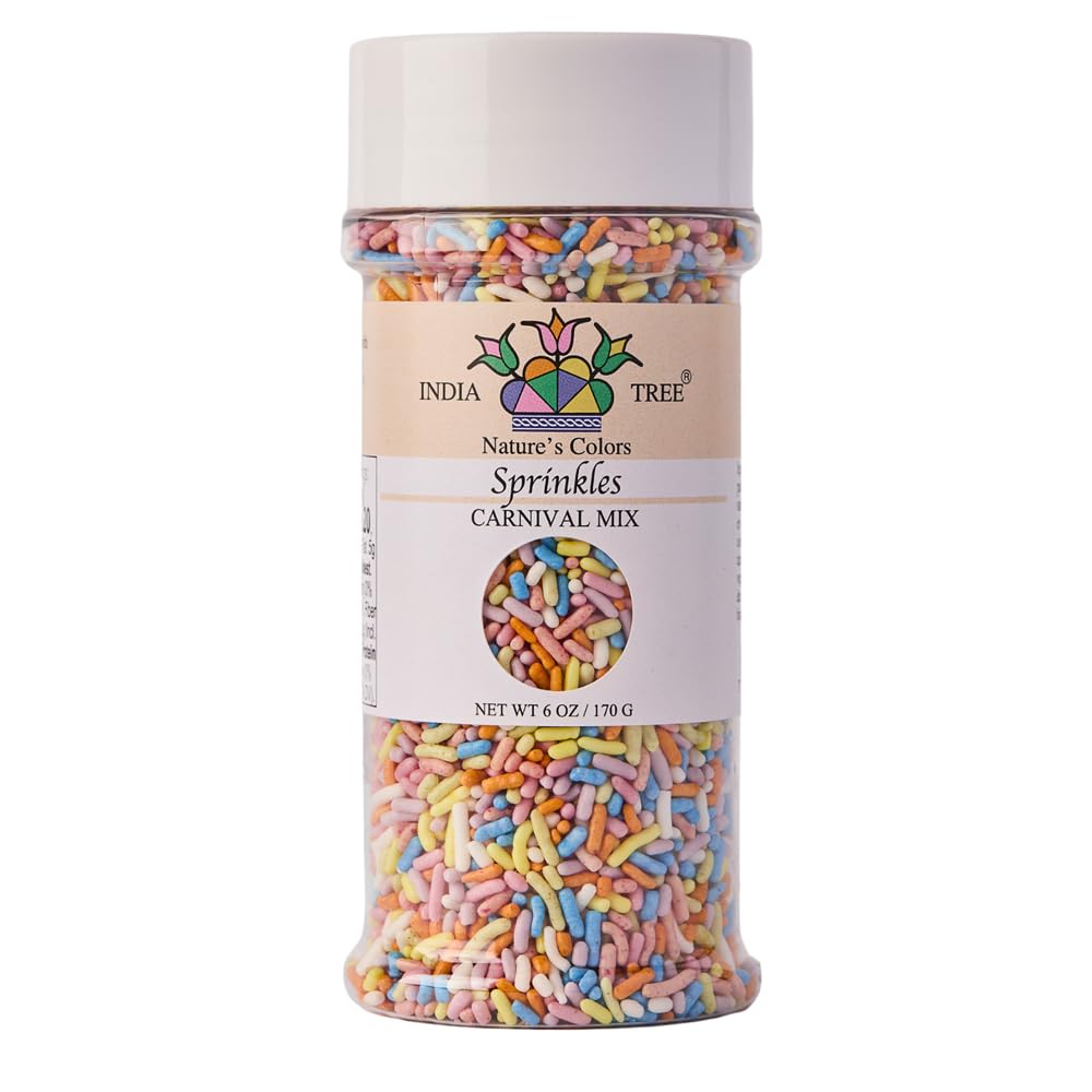 India Tree Pastel Rainbow Sprinkles in jar for cake decorating