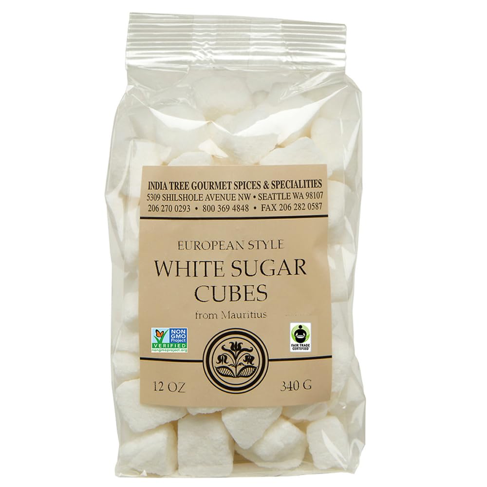 India Tree white sugar cubes in Mauritius bag for refined, convenient sweetness.