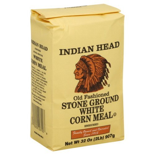 Indian Head corn meal old-fashioned stone-ground white, ideal for cornbread and spoon bread
