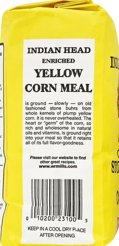Indian Head Yellow Corn Meal on kitchen counter ready for family recipes