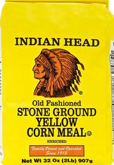 Indian Head Yellow Corn Meal packaging and label signaling premium ingredients for trusted meals