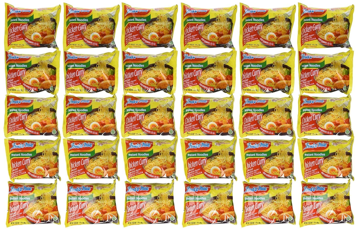 Indomie chicken curry noodles box, 30-pack, convenient pantry staple for quick meals