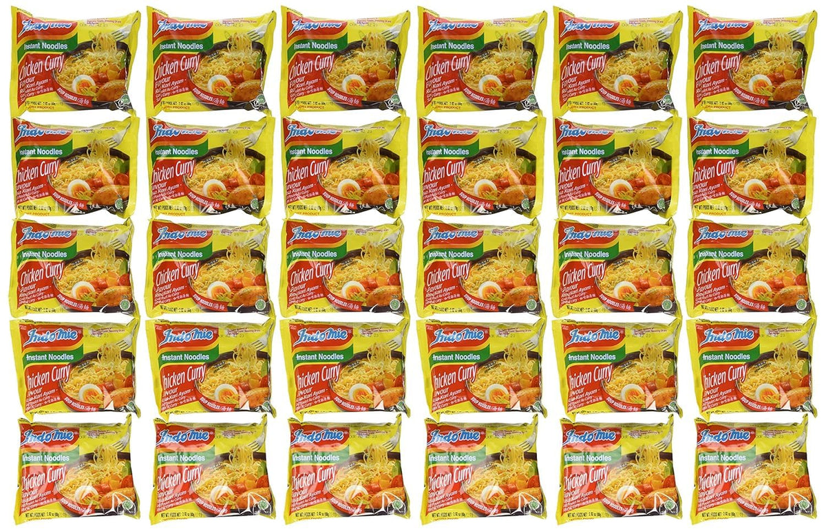 Indomie chicken curry noodles box, 30-pack, convenient pantry staple for quick meals