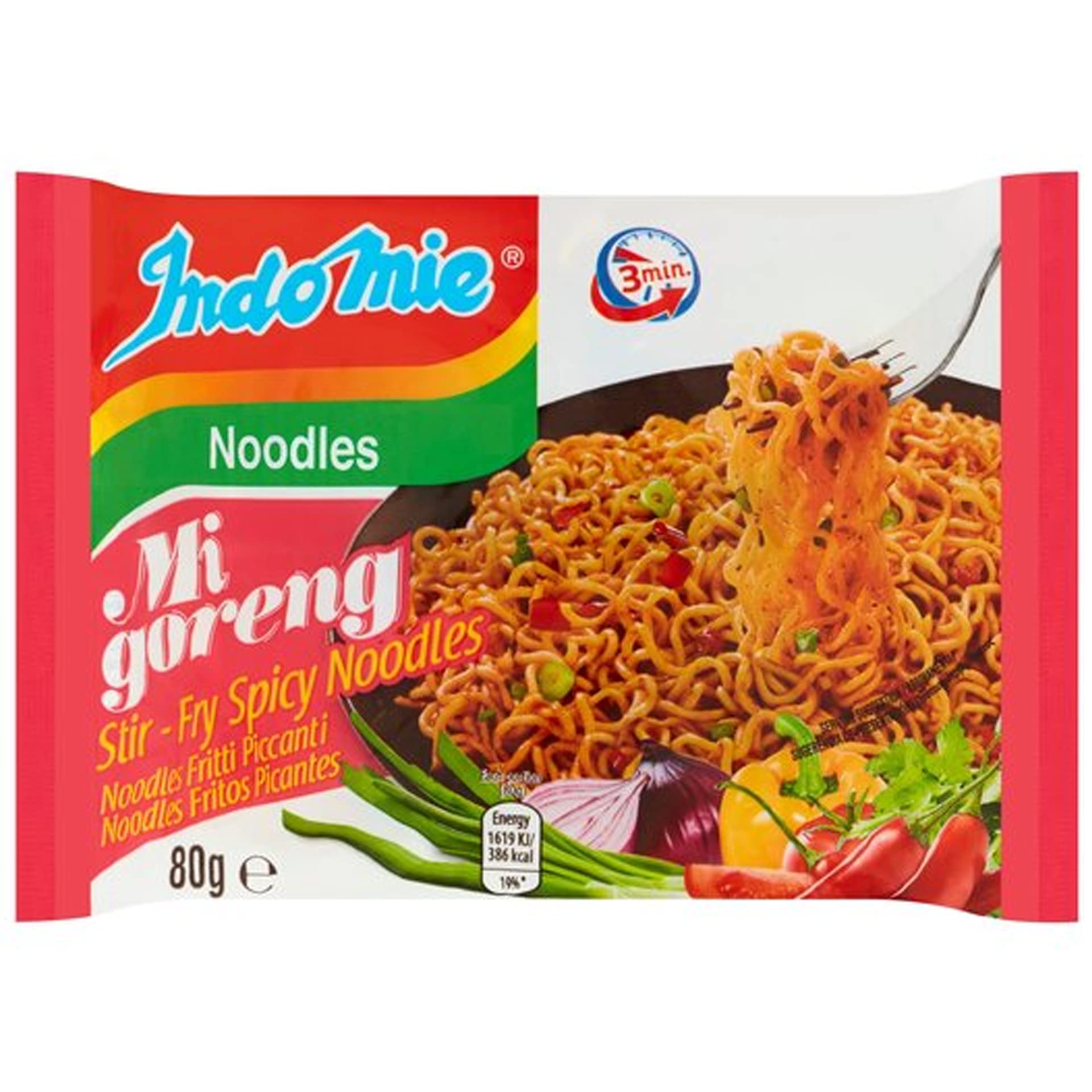Indomie Mi Goreng hot-spicy noodles pack for quick meals.