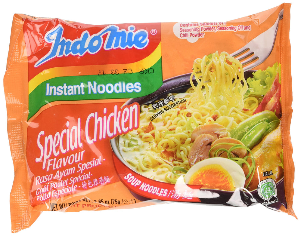 Indomie Special Chicken case front view, ideal bulk pantry stock.