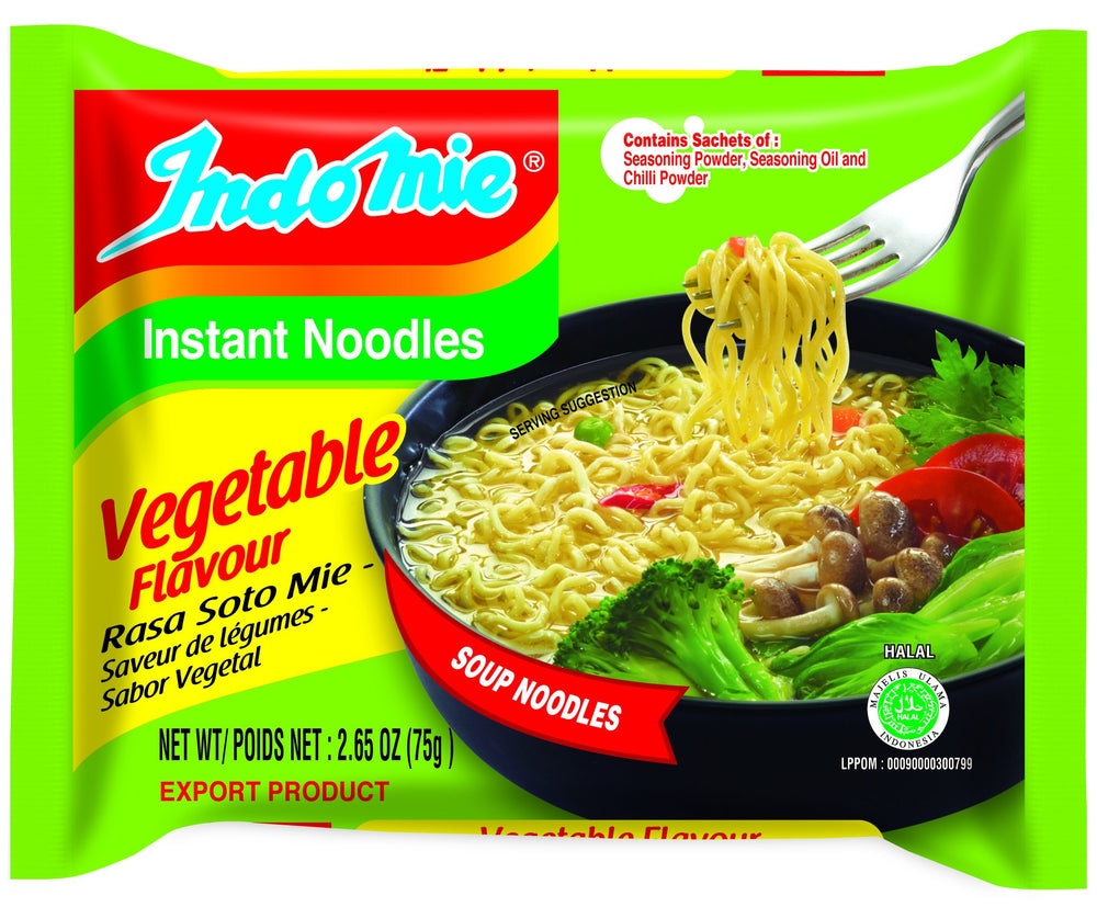 Indomie Vegetable Flavor instant noodle soup pack-30 ready for quick, comforting meals