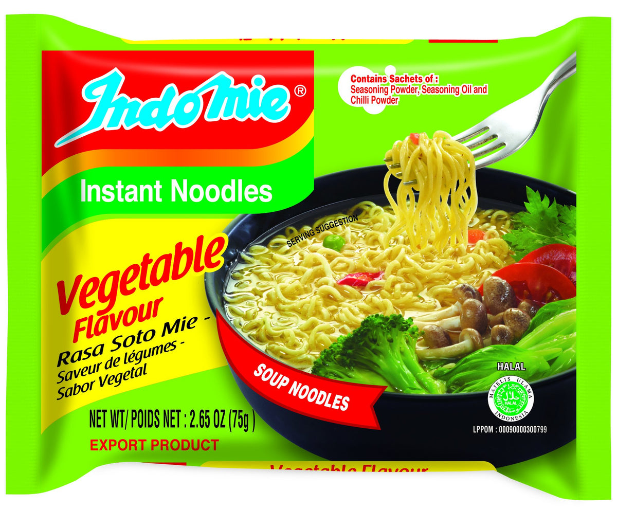 Indomie Vegetable Flavor instant noodle soup pack-30 ready for quick, comforting meals