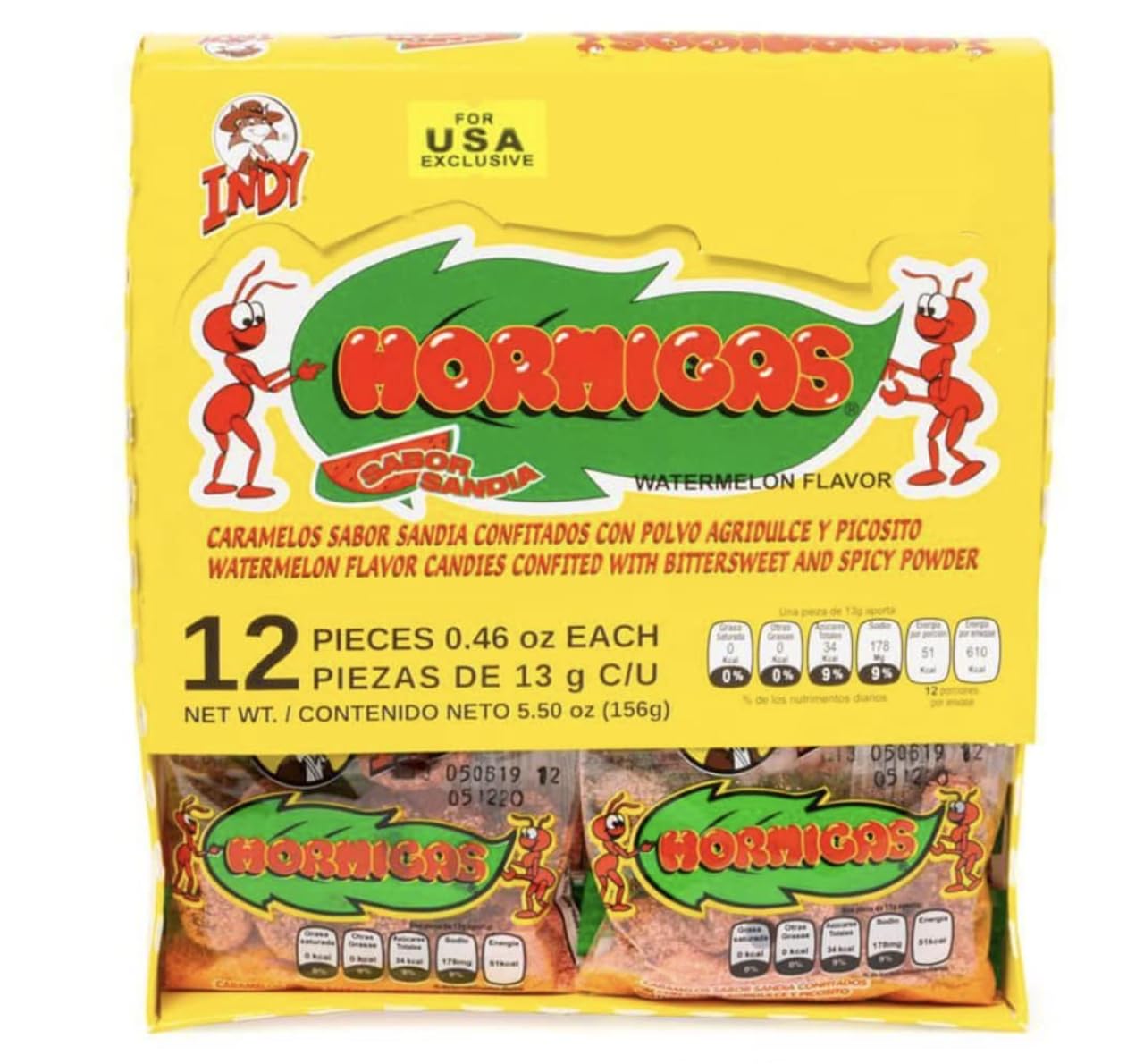 Indy Hormigas Watermelon Candies closeup with spice for bold bites.