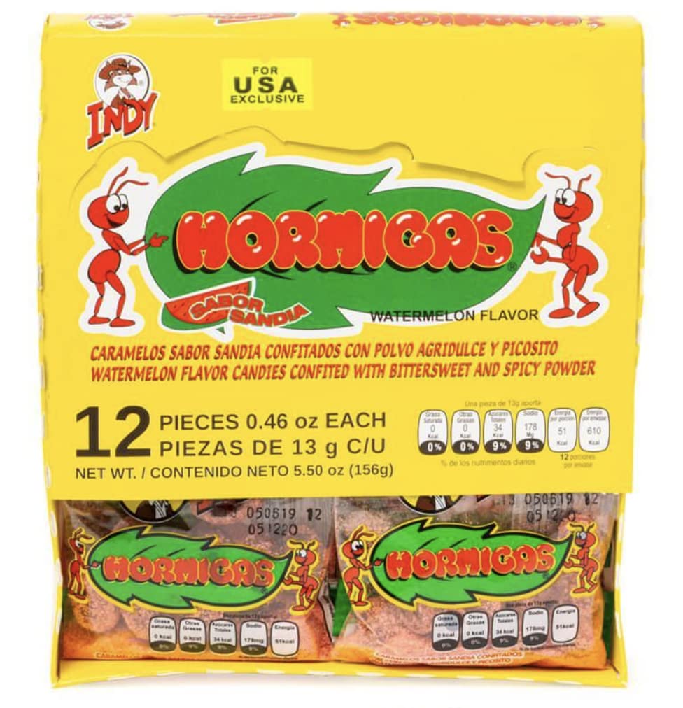 Closeup of bittersweet and spicy powder coating on Indy Hormigas Watermelon Candies.