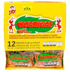 Closeup of bittersweet and spicy powder coating on Indy Hormigas Watermelon Candies.