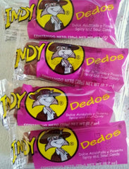 Indy Spicy Sour Mexican Candy pack side view, convenient 3-pack for on-the-go snacking.