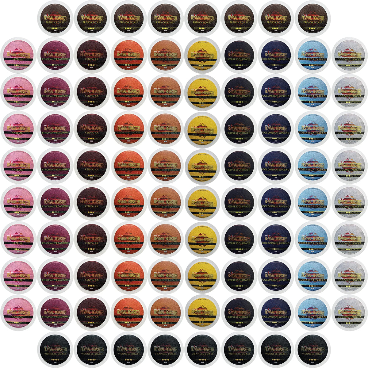InfuSio variety-pack coffee pods for Keurig brewers delivering 96 cups in 12 flavors