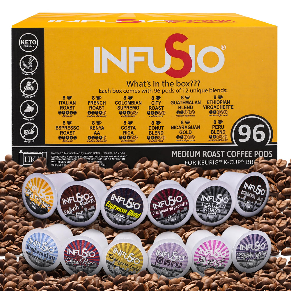 InfuSio twelve-blends pod collection showing diverse flavors for any mood.