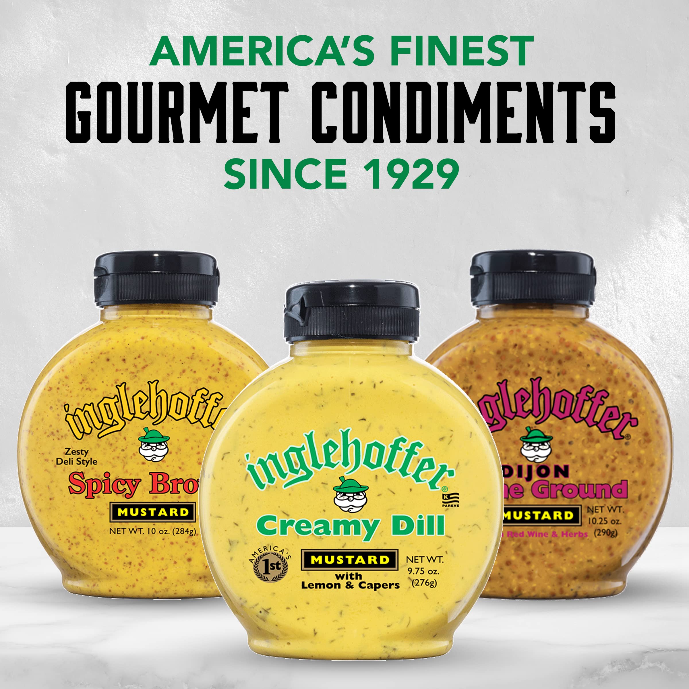 INGLEHOFFER Creamy Dill Mustard pour showing vibrant lemon caper notes