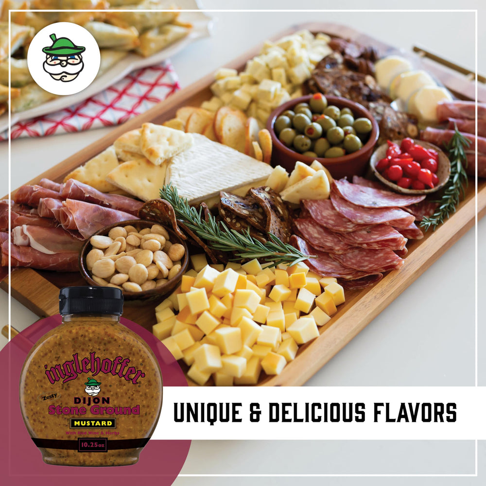 Inglehoffer Dijon stone-ground mustard squeeze bottle for easy marinades.