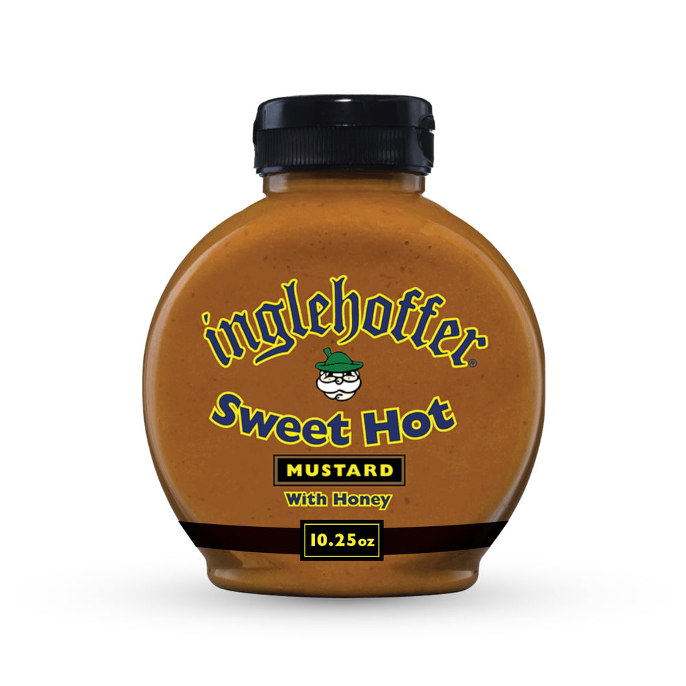 Inglehoffer Sweet Hot Mustard bottle ready to squeeze for bold flavor