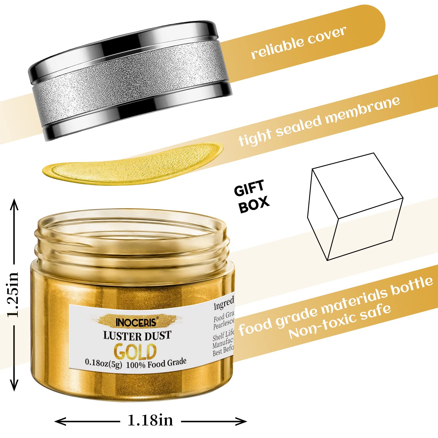 Inoceris edible luster dust pink brightens treats with shimmer.