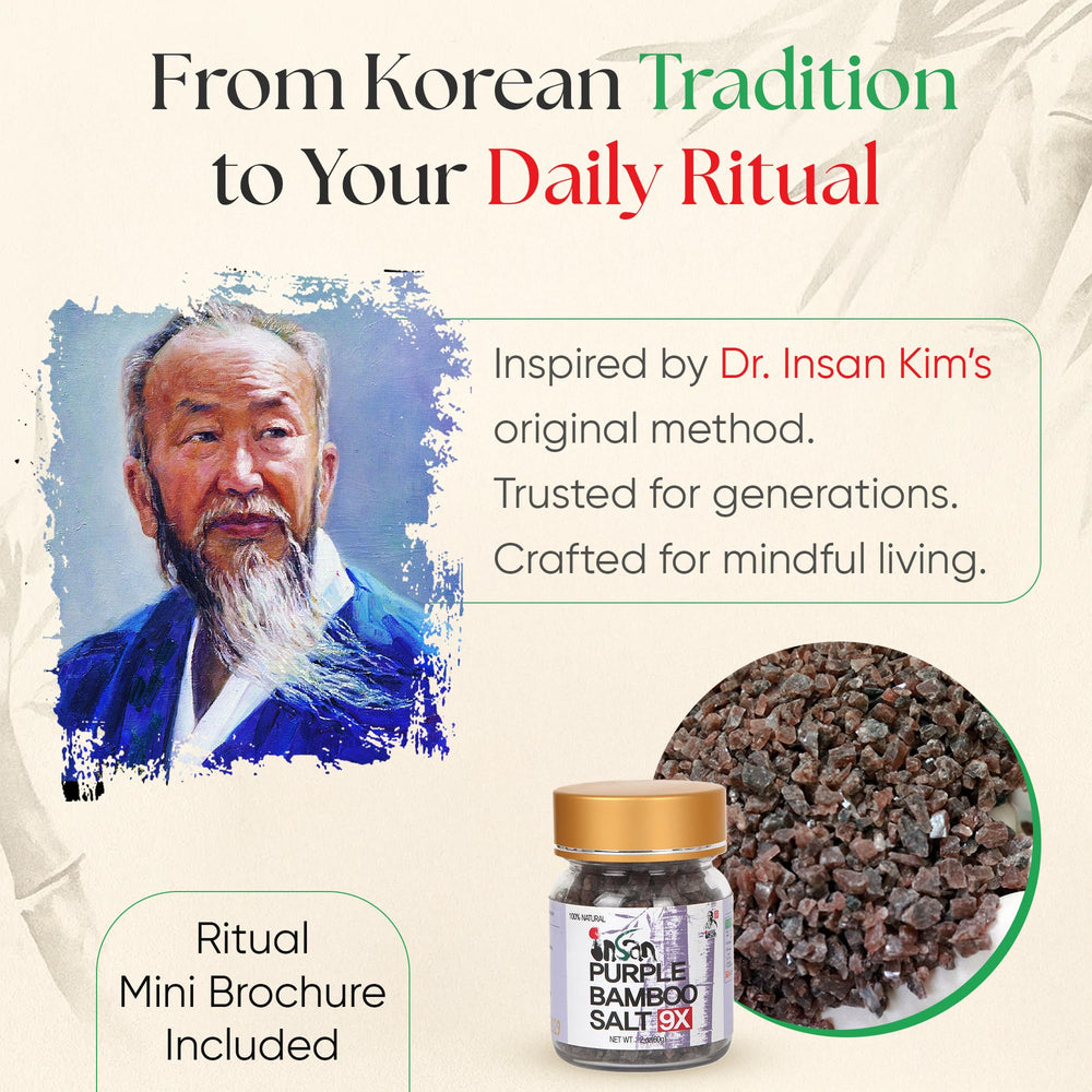 INSAN Bamboo Salt 9X Roasted detox routine emphasizes cleansing benefits through crystal salinity.