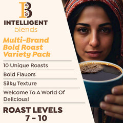 California-roasted Intelligent Blends coffee pods ready for grinding and brewing.