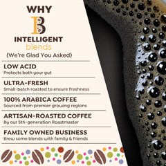 Intelligent Blends solar-roasted Arabica beans for Caramel Macchiato pods in a sunlit kitchen.