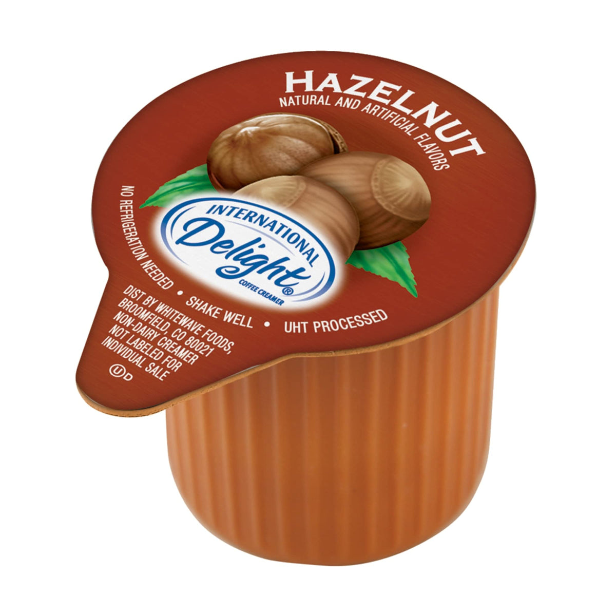 International Delight hazelnut single-serve cup for quick coffee flavor boost.