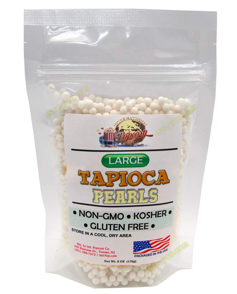International Popcorn large tapioca pearls in a 6oz pouch for pudding or bubble tea