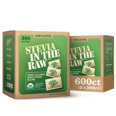 IN THE RAW organic stevia packets for zero-calorie sweetness in beverages.
