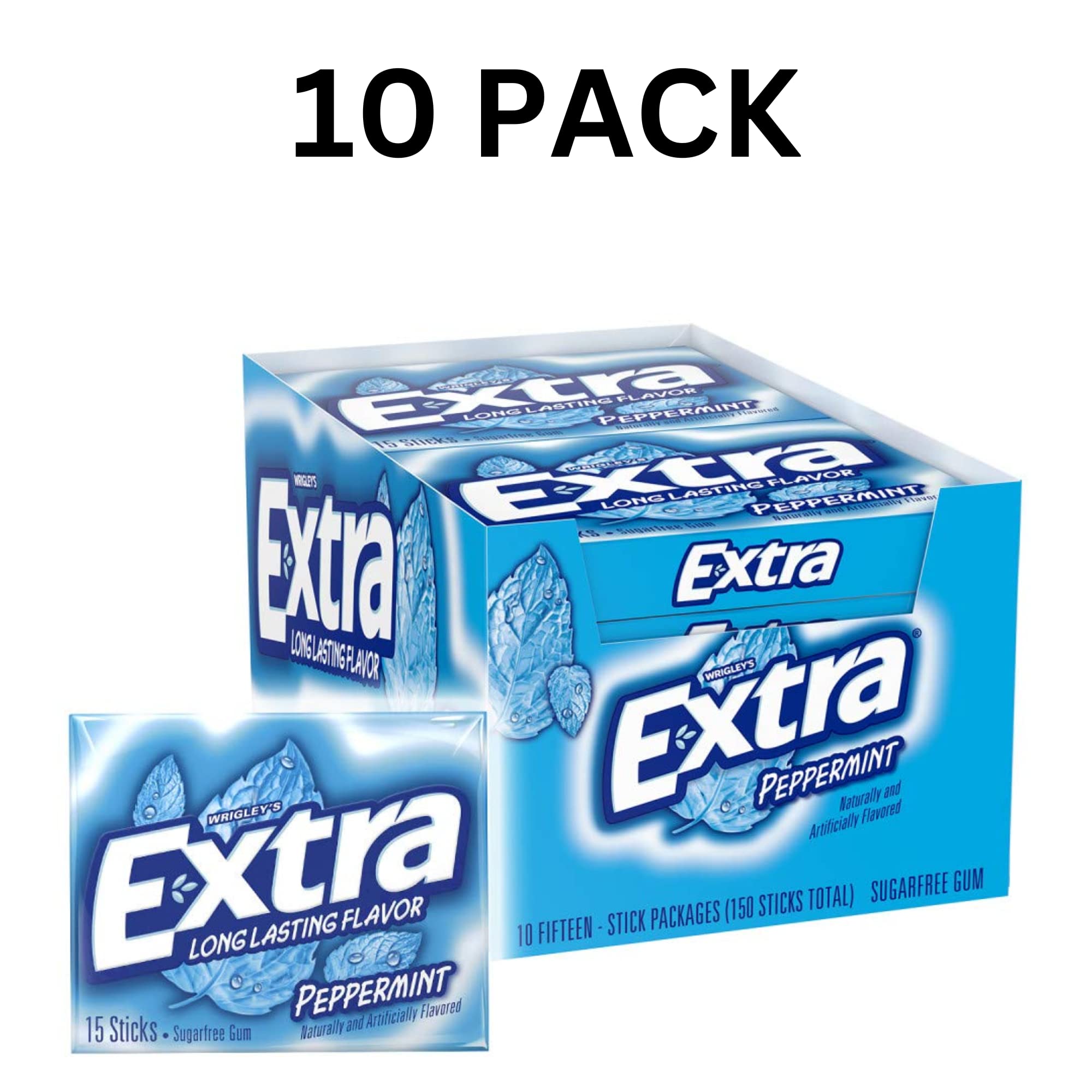 Intotal LAIBY peppermint gum open pack showing 150 pieces for on-the-go use