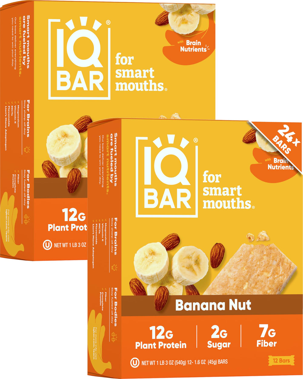 IQBAR Banana Nut bar packaging front showing clean label for health-conscious shoppers.