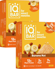 IQBAR Banana Nut bar packaging front showing clean label for health-conscious shoppers.