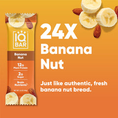 IQBAR Banana Nut bar texture closeup emphasizing chewy, satisfying bite.