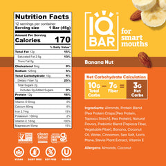 IQBAR Banana Nut bar wrapped closeup highlighting texture and flavor appeal.