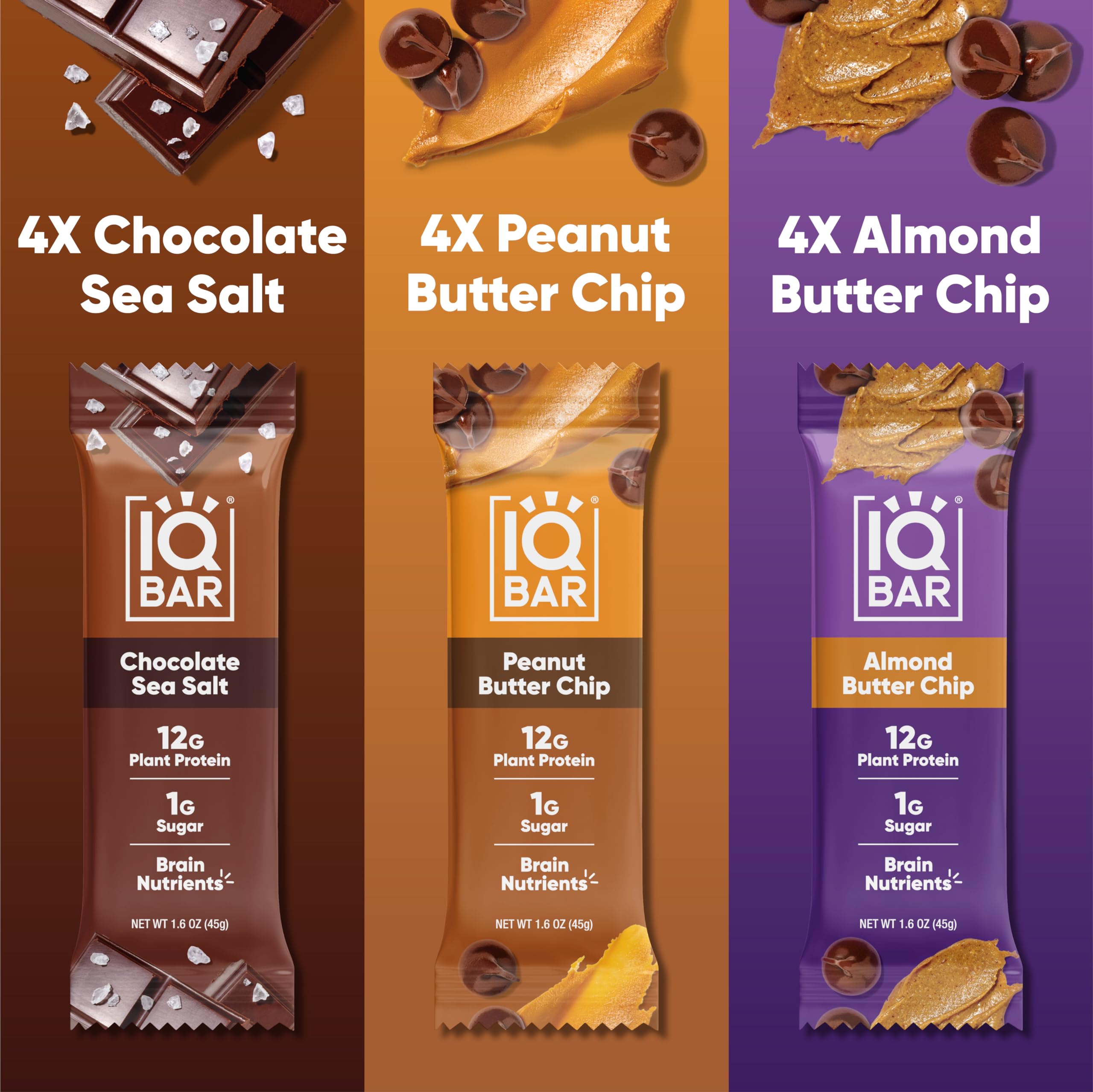 IQBAR Chocolate Lovers bar ingredients showcase plant protein and fiber.