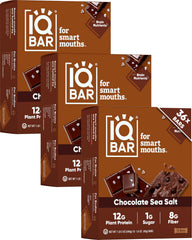 IQBAR Chocolate Sea Salt bar pack shot highlighting keto and vegan snack appeal