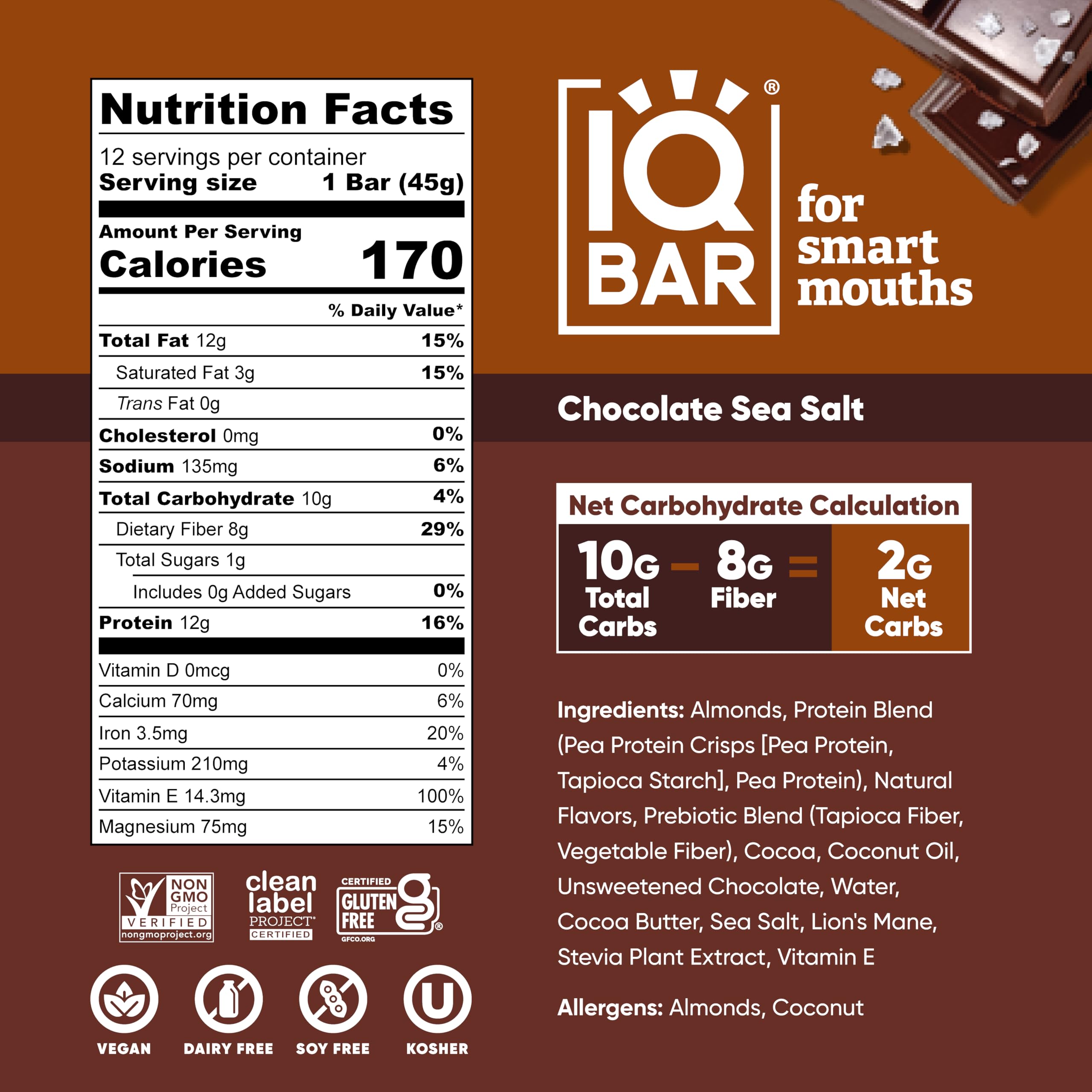 IQBAR bar texture close-up showing rich chocolate and crisp finish