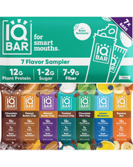 IQBAR clean plant protein bars sampler for quick, on-the-go meals.