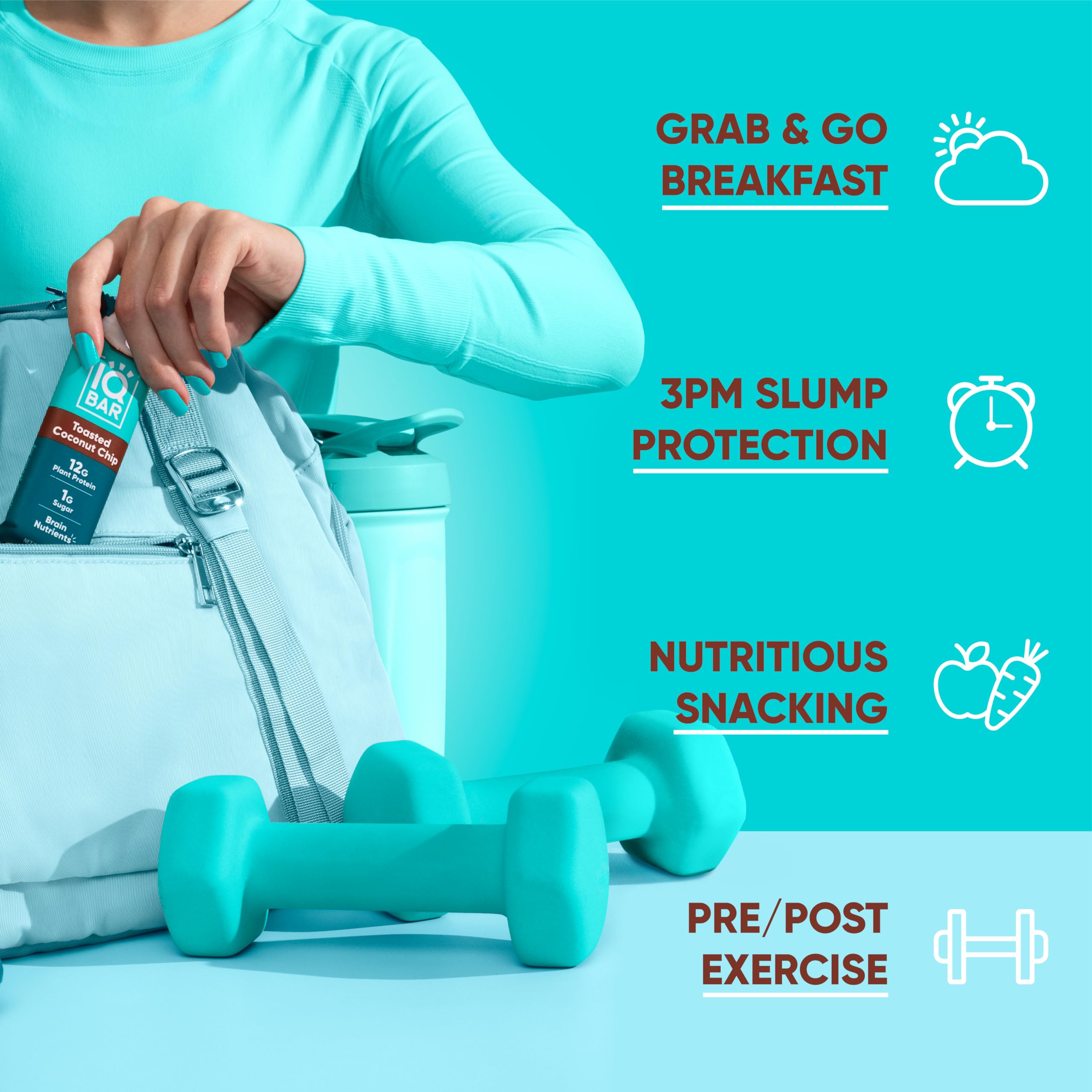 IQBAR High-fiber protein bar beside notebook demonstrates convenient daily nutrition.
