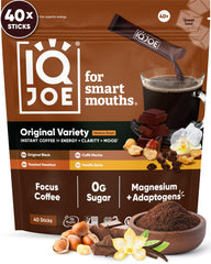 IQJOE mushroom coffee toasted hazelnut packets for smooth energy on the go.